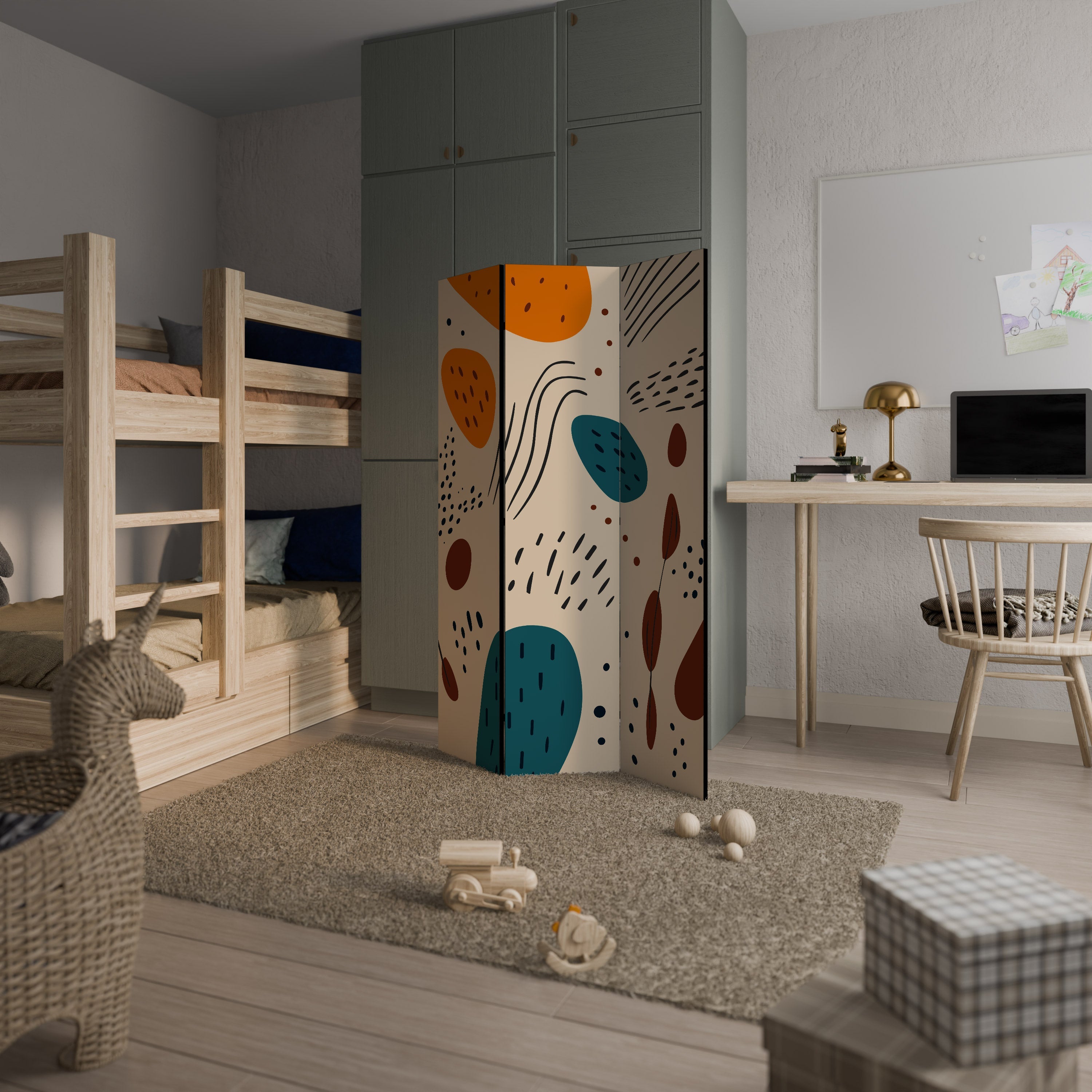 VIBRANT FRENZY Dekorativ rumsavdelare med 3 paneler
