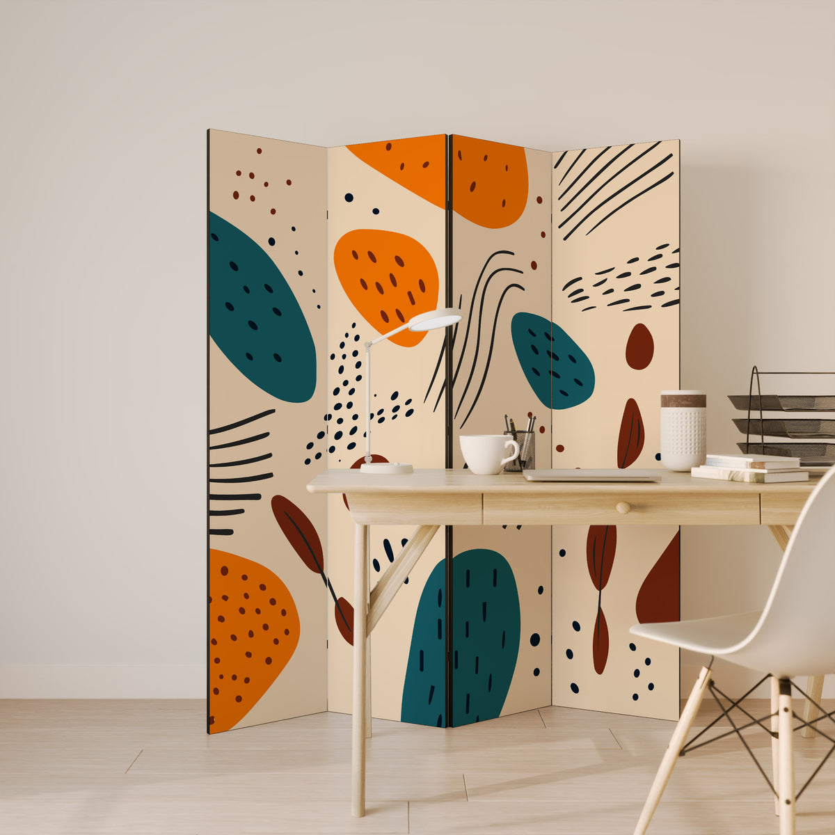 VIBRANT FRENZY 4-Panel Room Divider