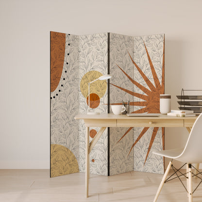 Dekorativ rumsavdelare med 4 paneler RAYS AND ROUNDELS