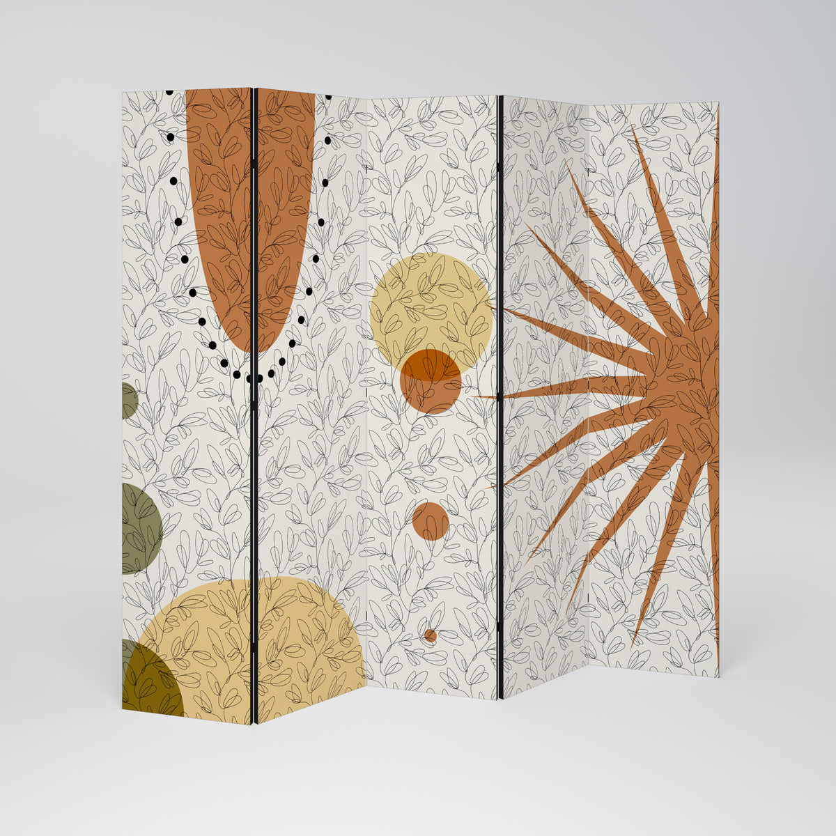 RAYS AND ROUNDELS Dekorativ rumsavdelare – 5 paneler