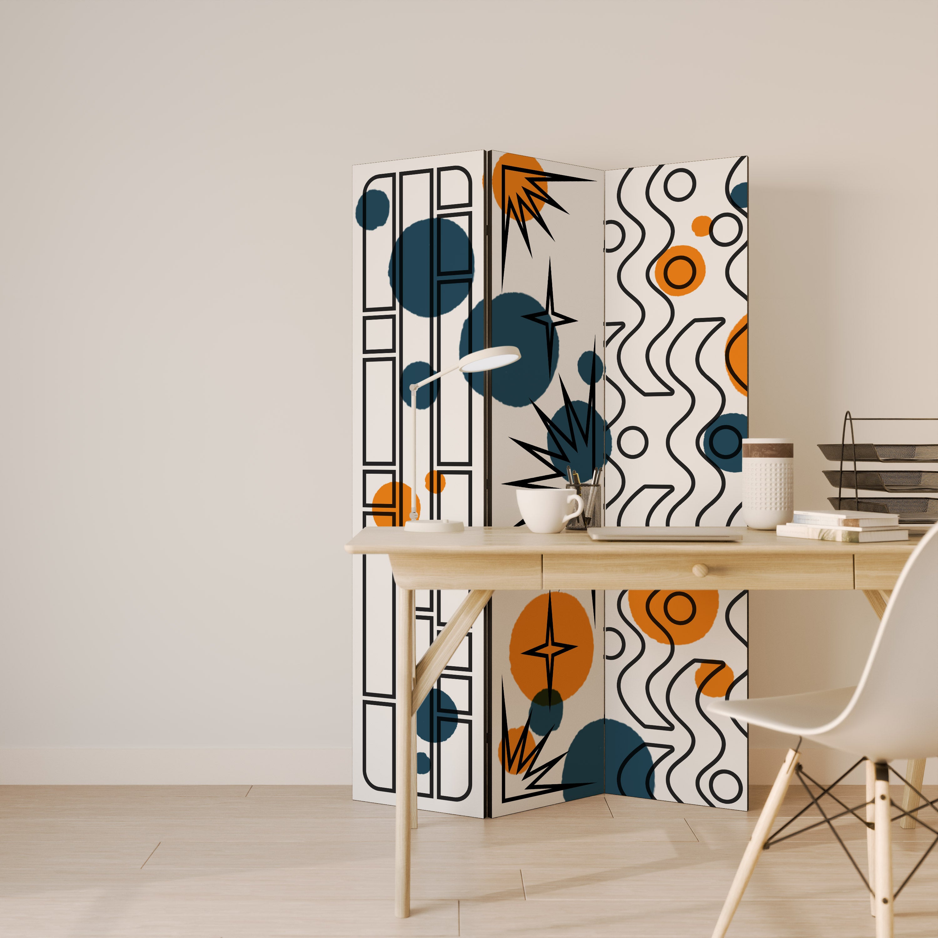 ABSTRACT SYMPHONY FLARE 3-Panel Room Divider