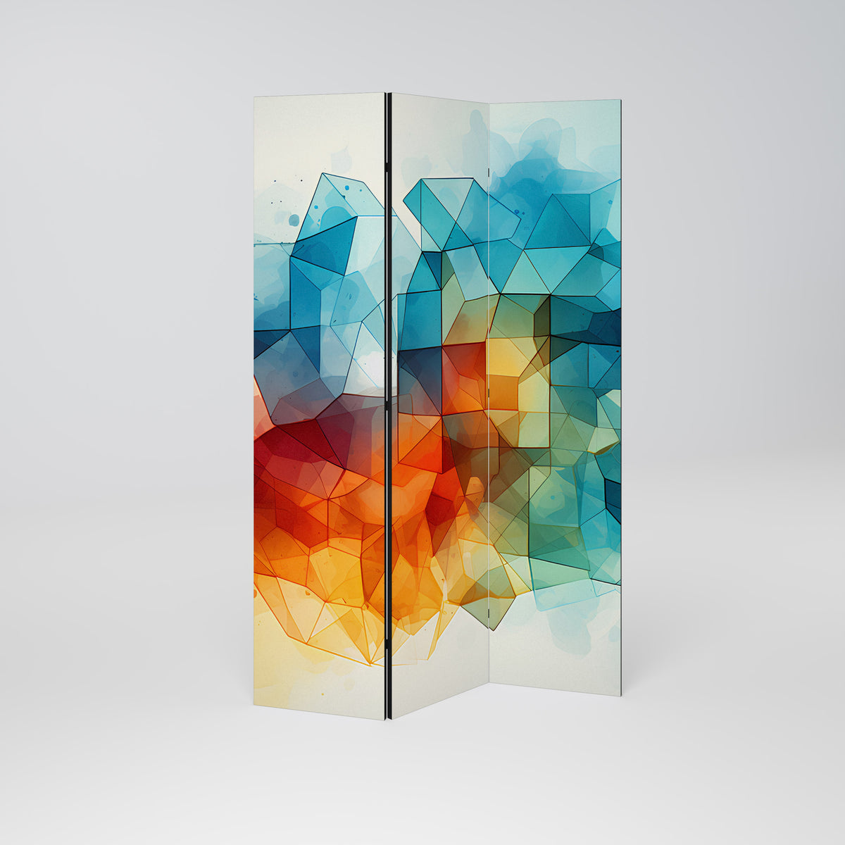 VIBRANT FACETS UNITE 3-Panel Room Divider