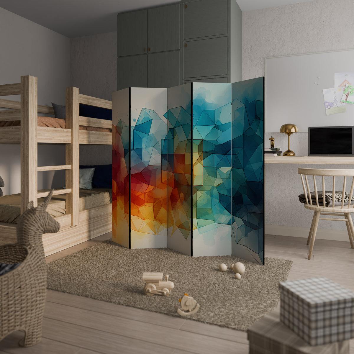VIBRANT FACETS UNITE Dekorativ rumsavdelare – 5 paneler