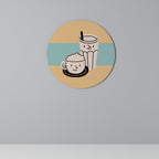 COFFEE PLEASURES Round Wall Art