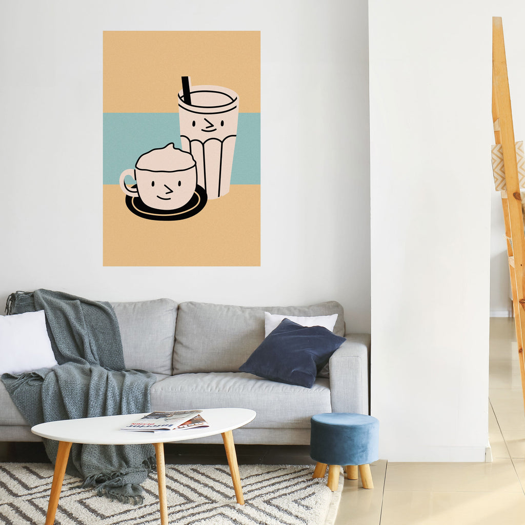 KAFFEGLÄDJELSER Vertikal affisch med självhäftande papper