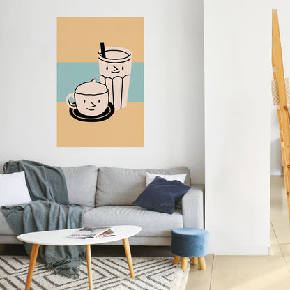 KAFFEGLÄDJELSER Vertikal affisch med självhäftande papper