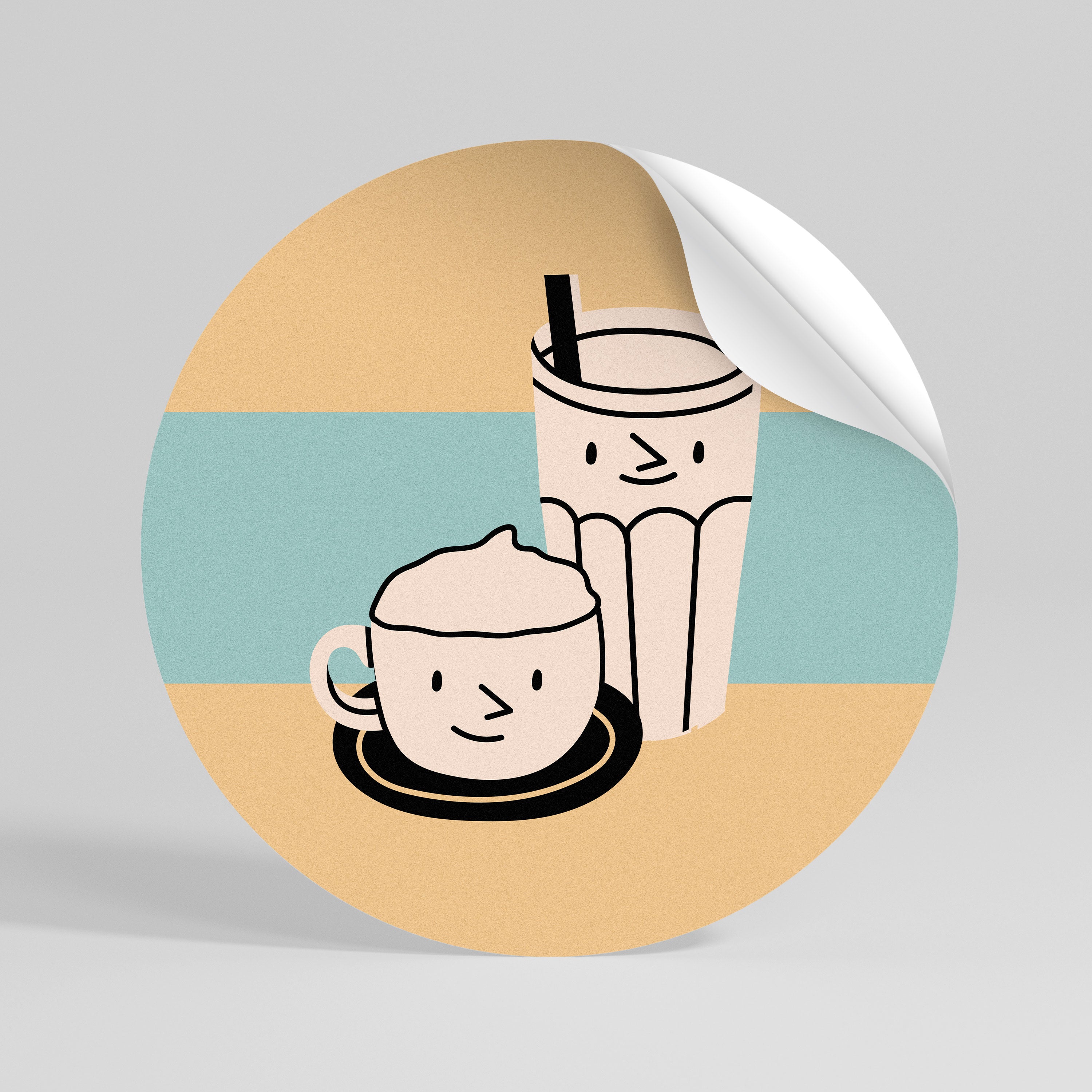 COFFEE PLEASURES Peel and Stick Round Sticker