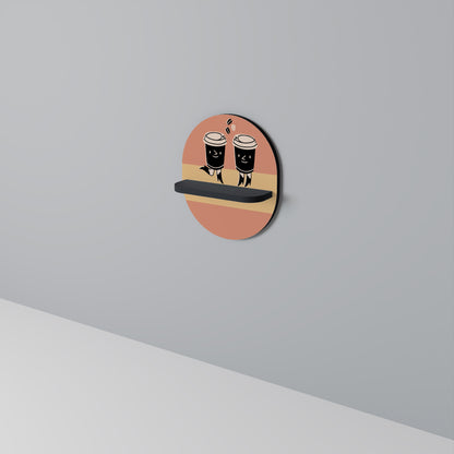 GLAD KAFFE Oval konsthylla i svart finish