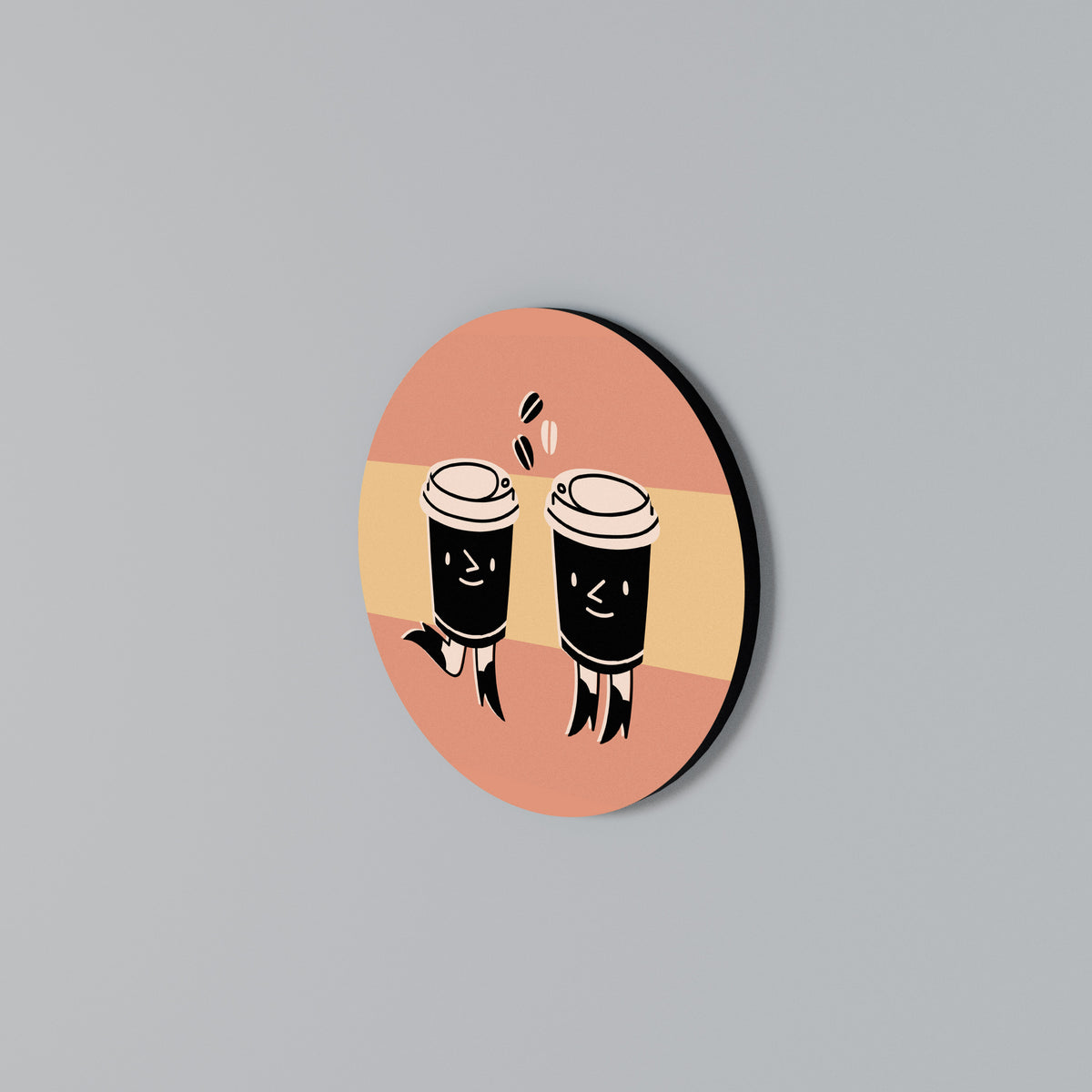 JOYFUL COFFEE Round Wall Art