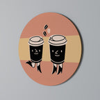 JOYFUL COFFEE Round Wall Art