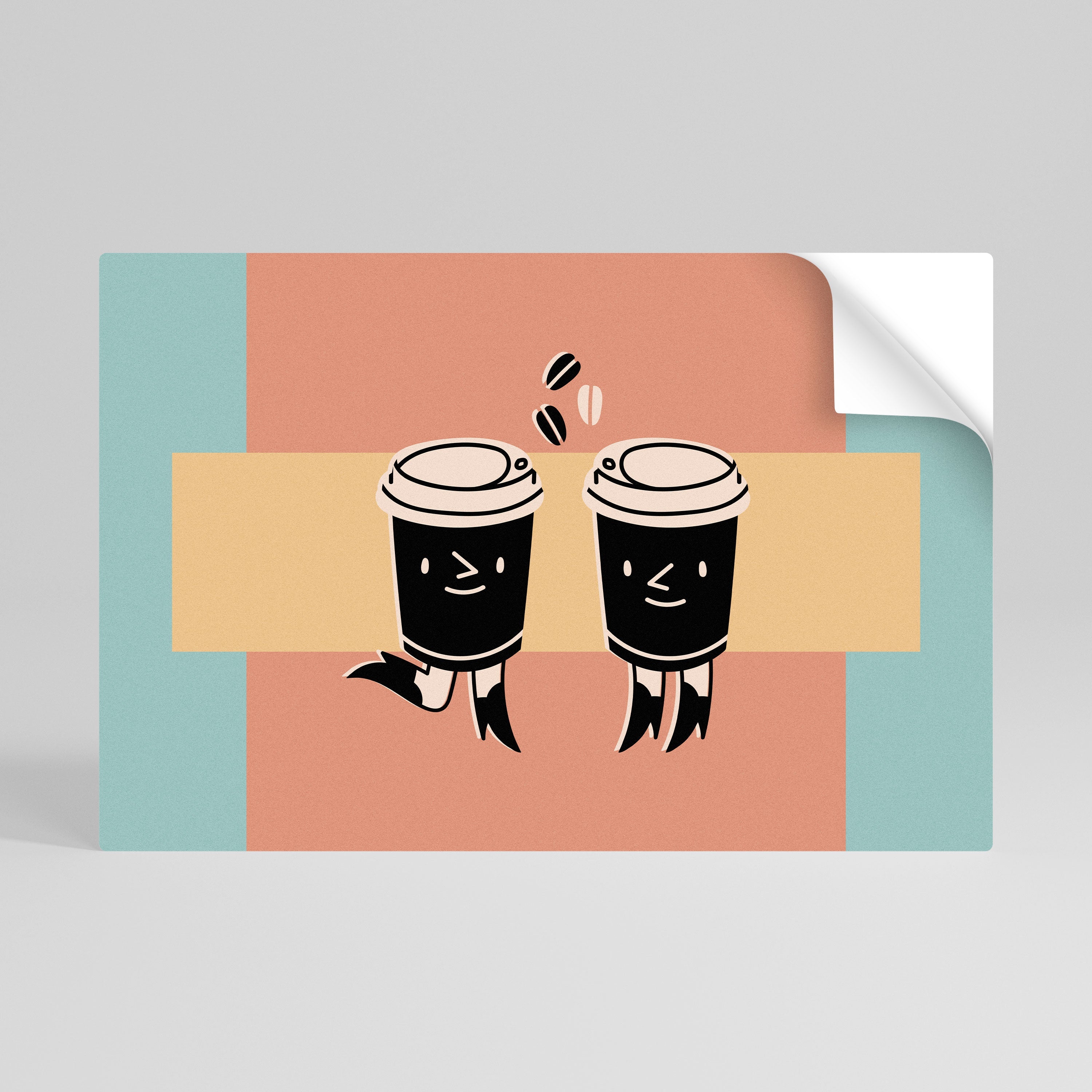 JOYFUL COFFEE horisontell affisch med självhäftande tryck