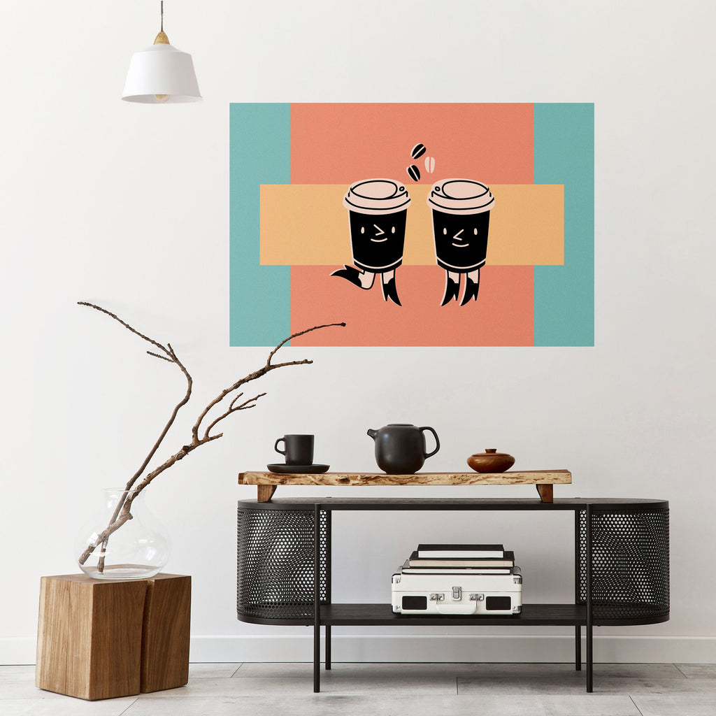 JOYFUL COFFEE horisontell affisch med självhäftande tryck