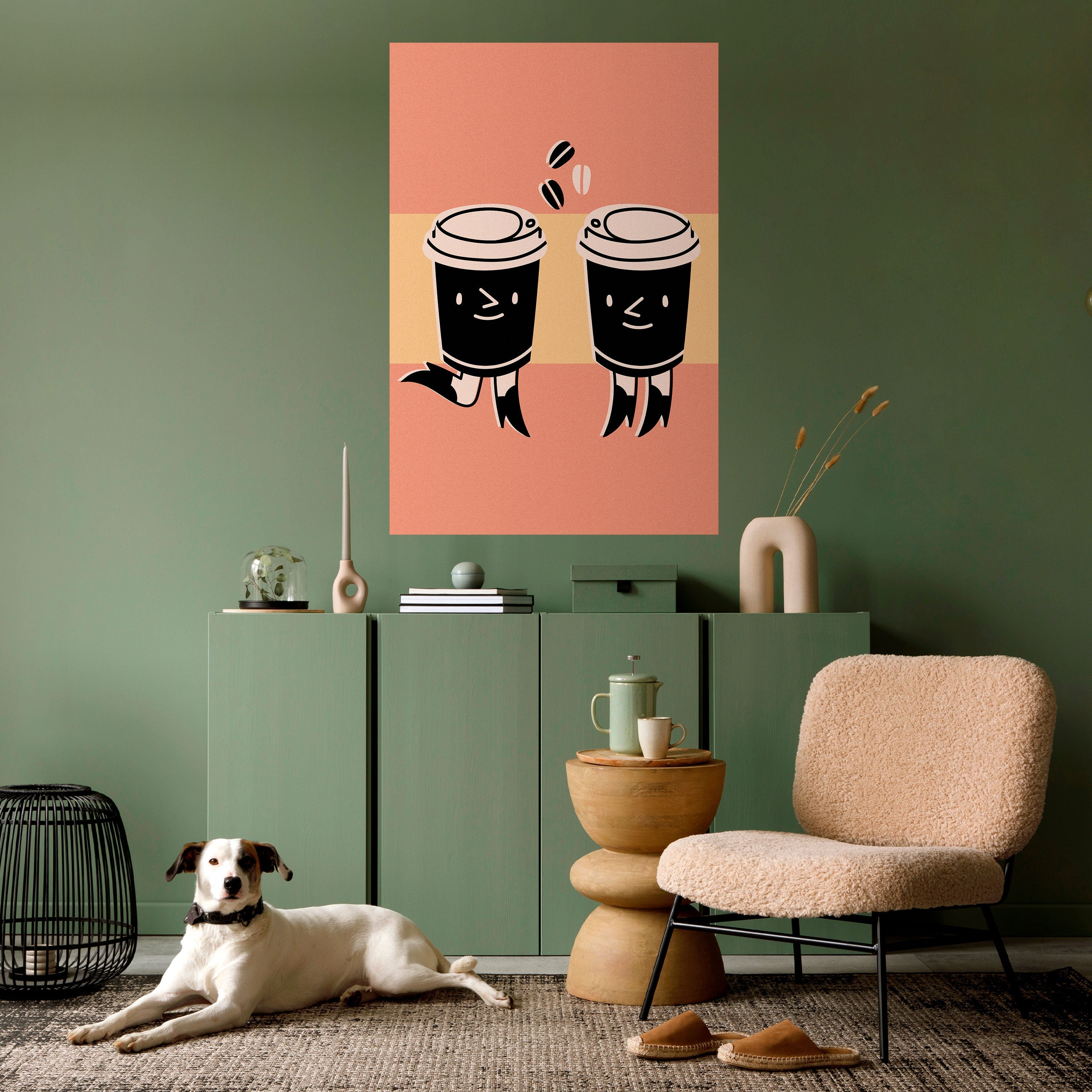 JOYFUL COFFEE vertikal poster med självhäftande tryck