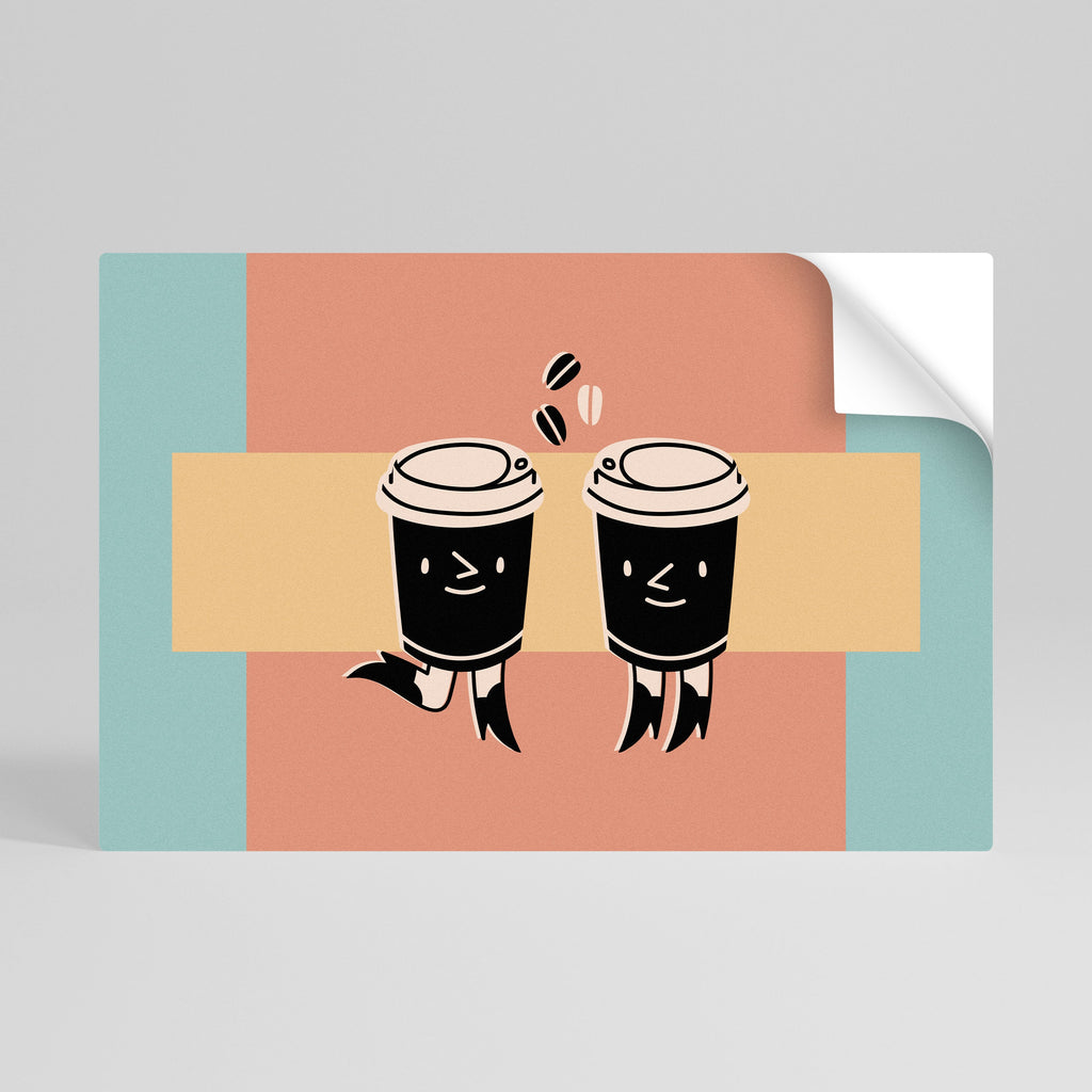 JOYFUL COFFEE horisontell affisch med självhäftande tryck