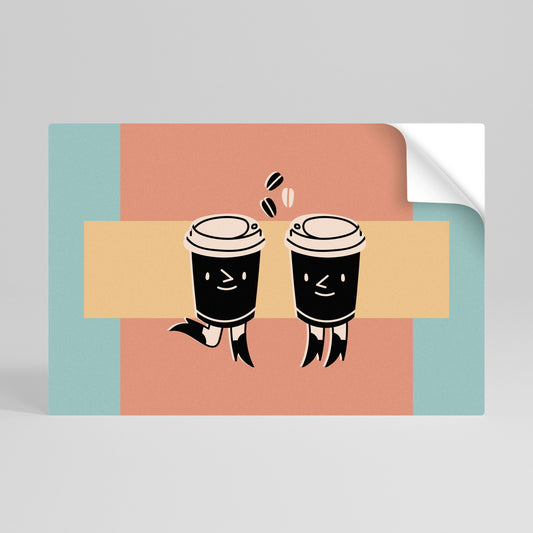 JOYFUL COFFEE horisontell affisch med självhäftande tryck