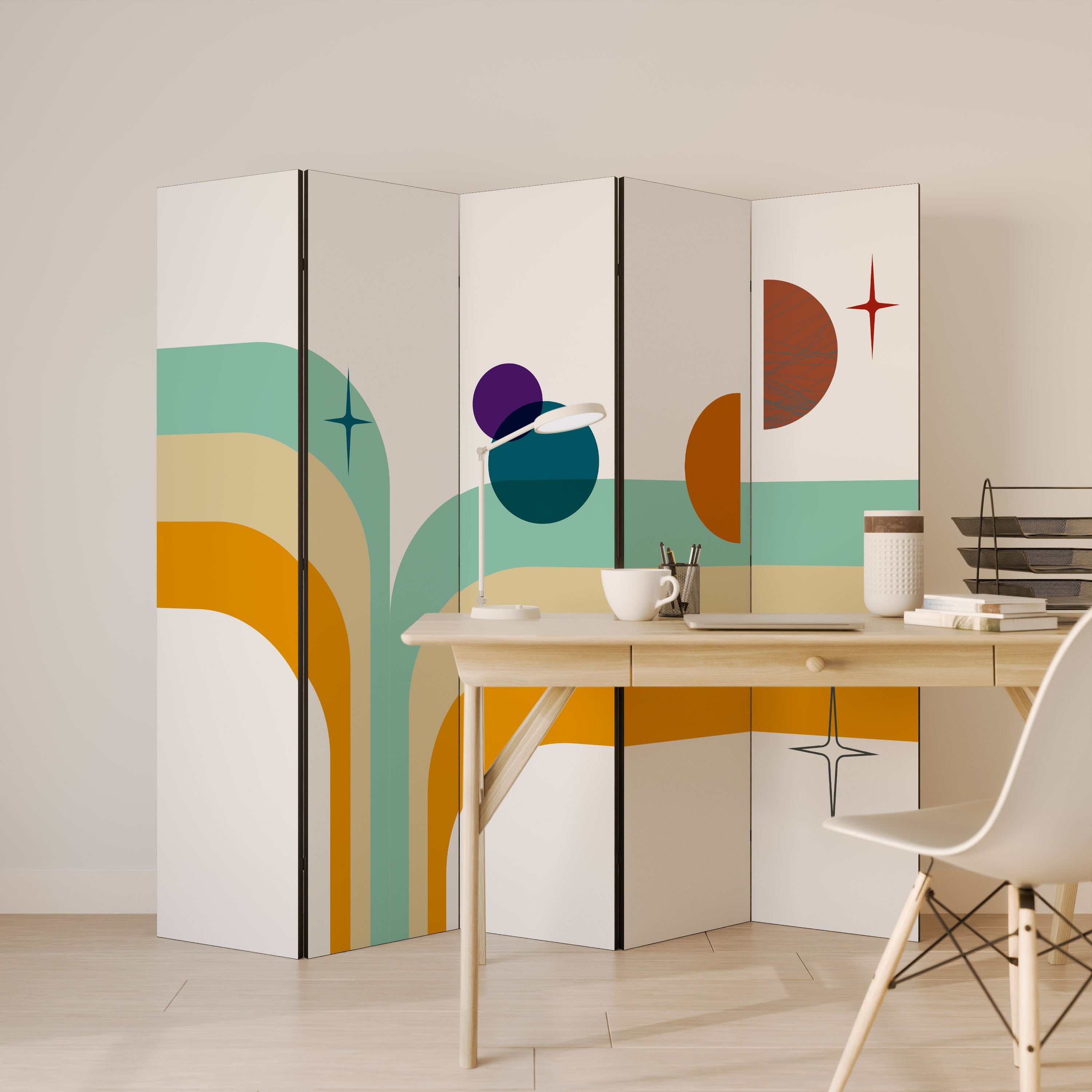 COLOR SOLSTICE Dekorativ rumsavdelare med 5 paneler