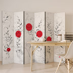 RED WHISPERS IN FOLIAGE 6-Panel Room Divider