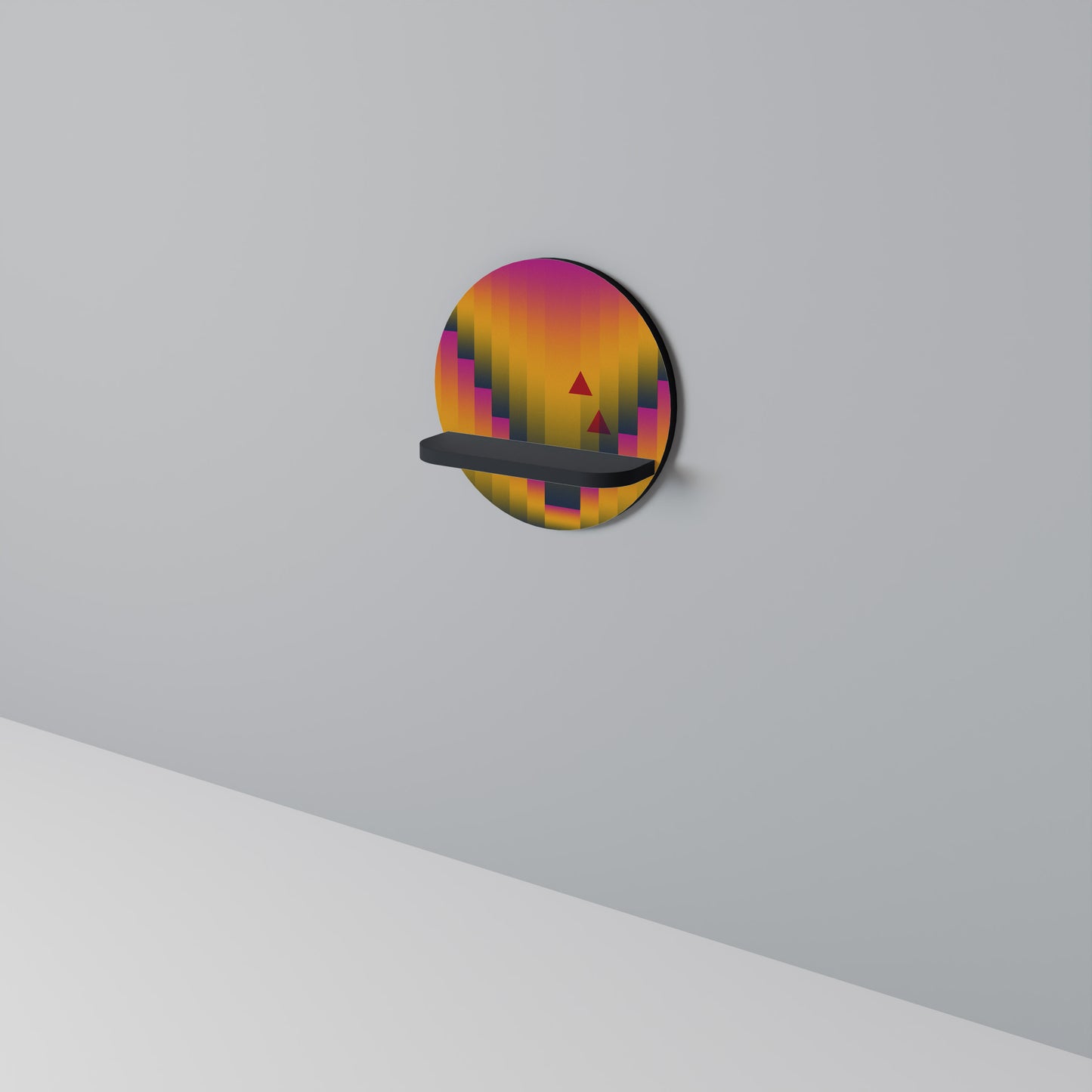 GOLDEN FADE Rund konsthylla i svart finish