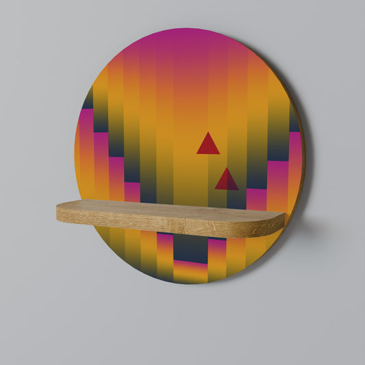 GOLDEN FADE Round Art Shelf In Oak Effect
