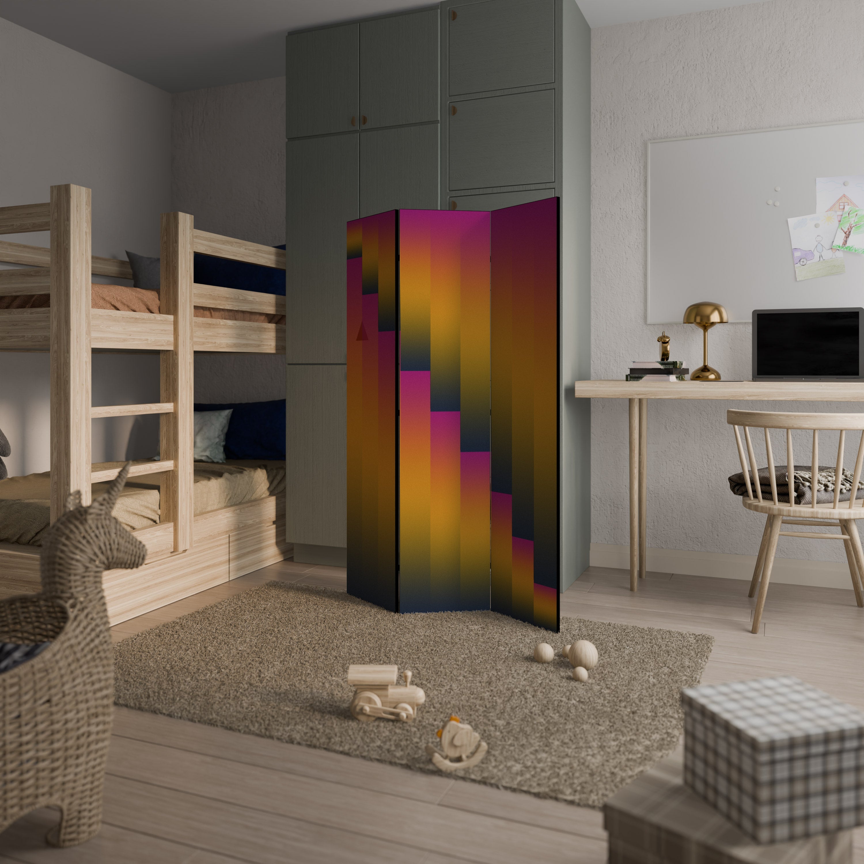 GOLDEN FADE Dekorativ rumsavdelare med 3 paneler