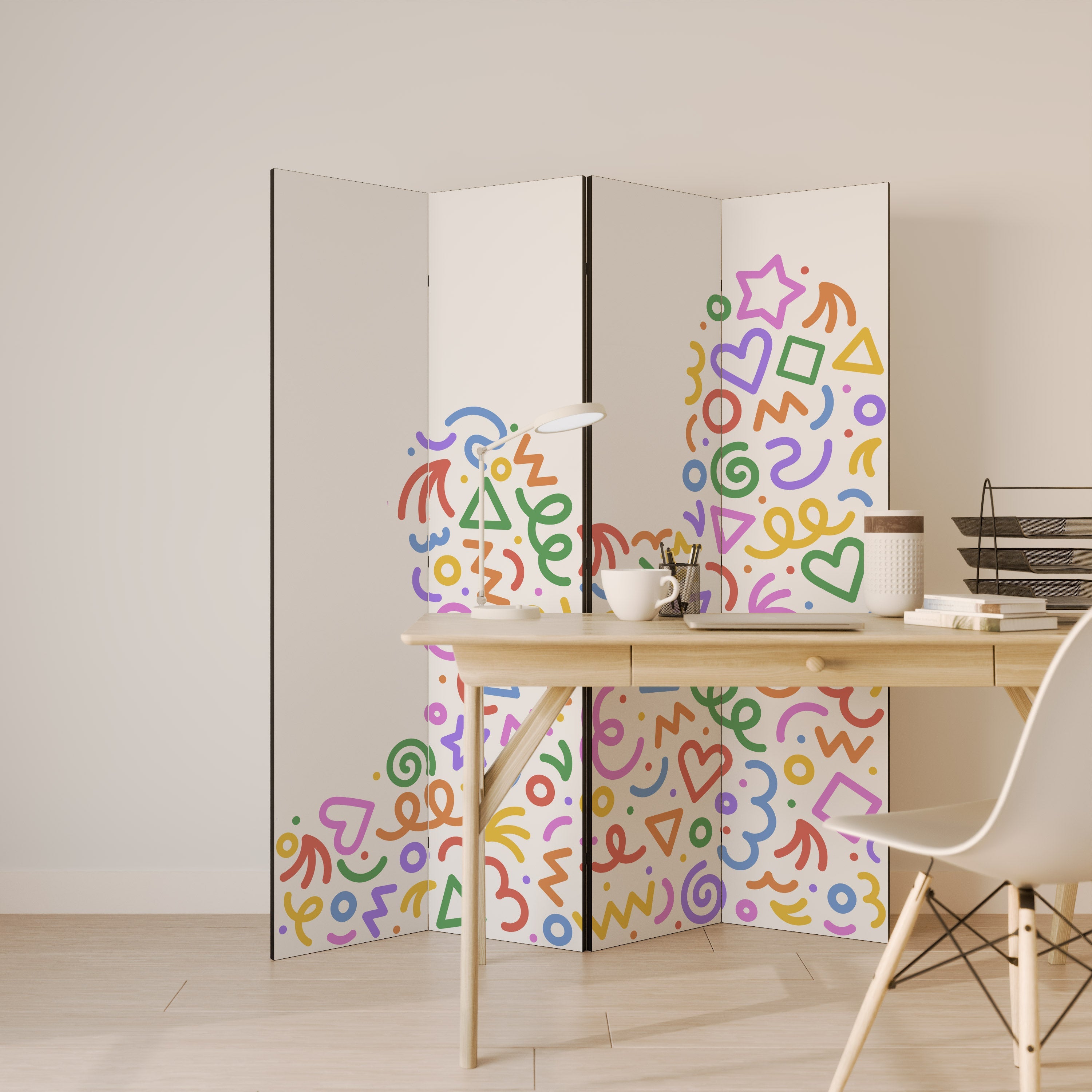 SHAPE EXCITEMENT Dekorativ rumsavdelare med 4 paneler