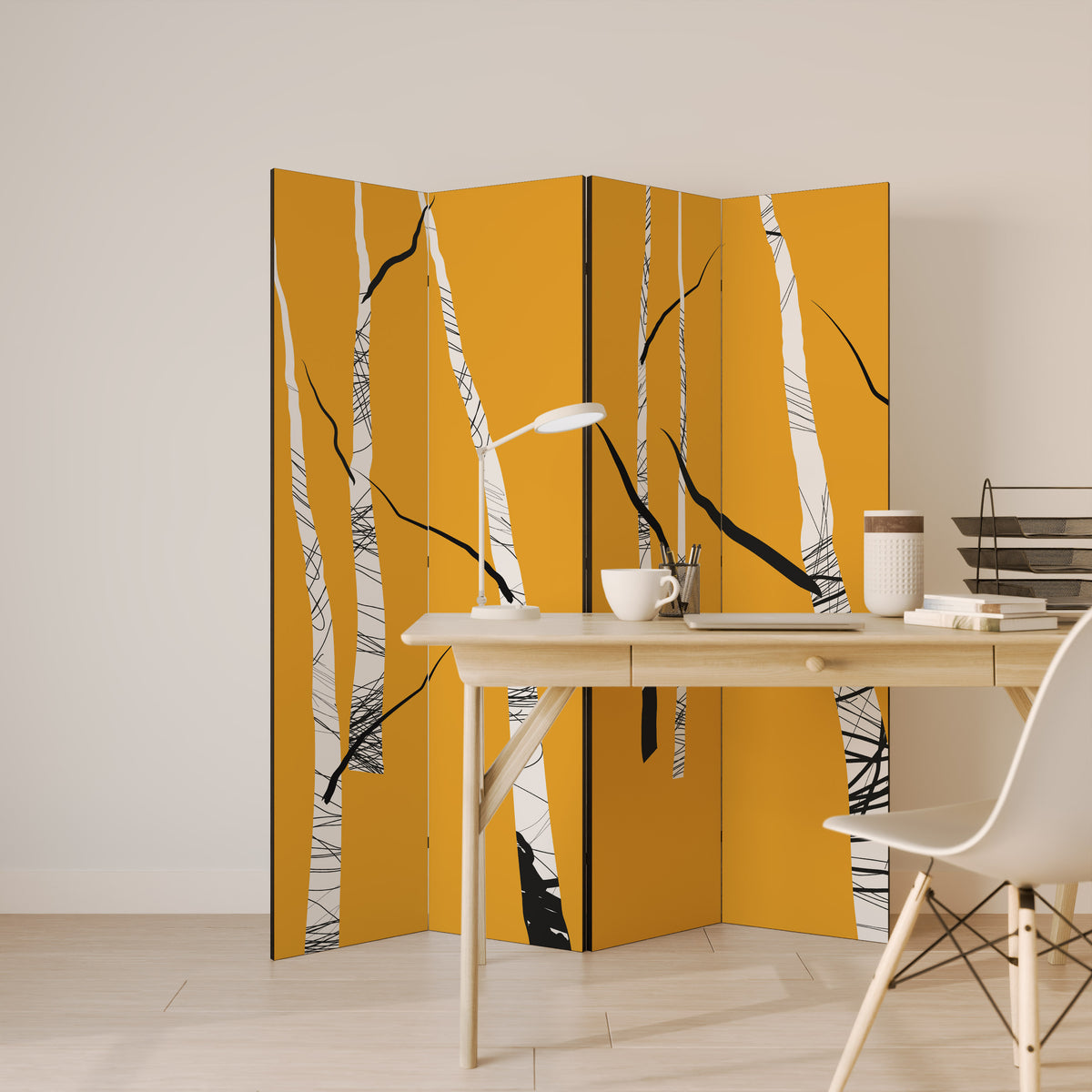 BIRCH ABSTRACT Rumsavdelare 4 paneler