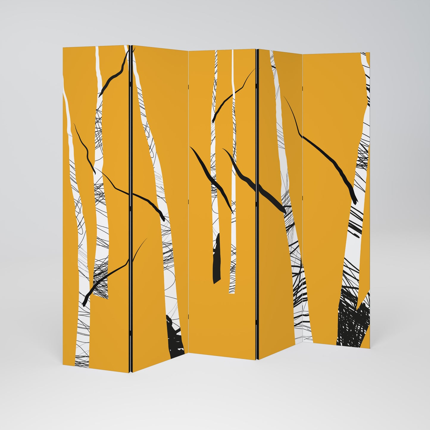 BIRCH ABSTRACT Dekorativ rumsavdelare – 5 paneler