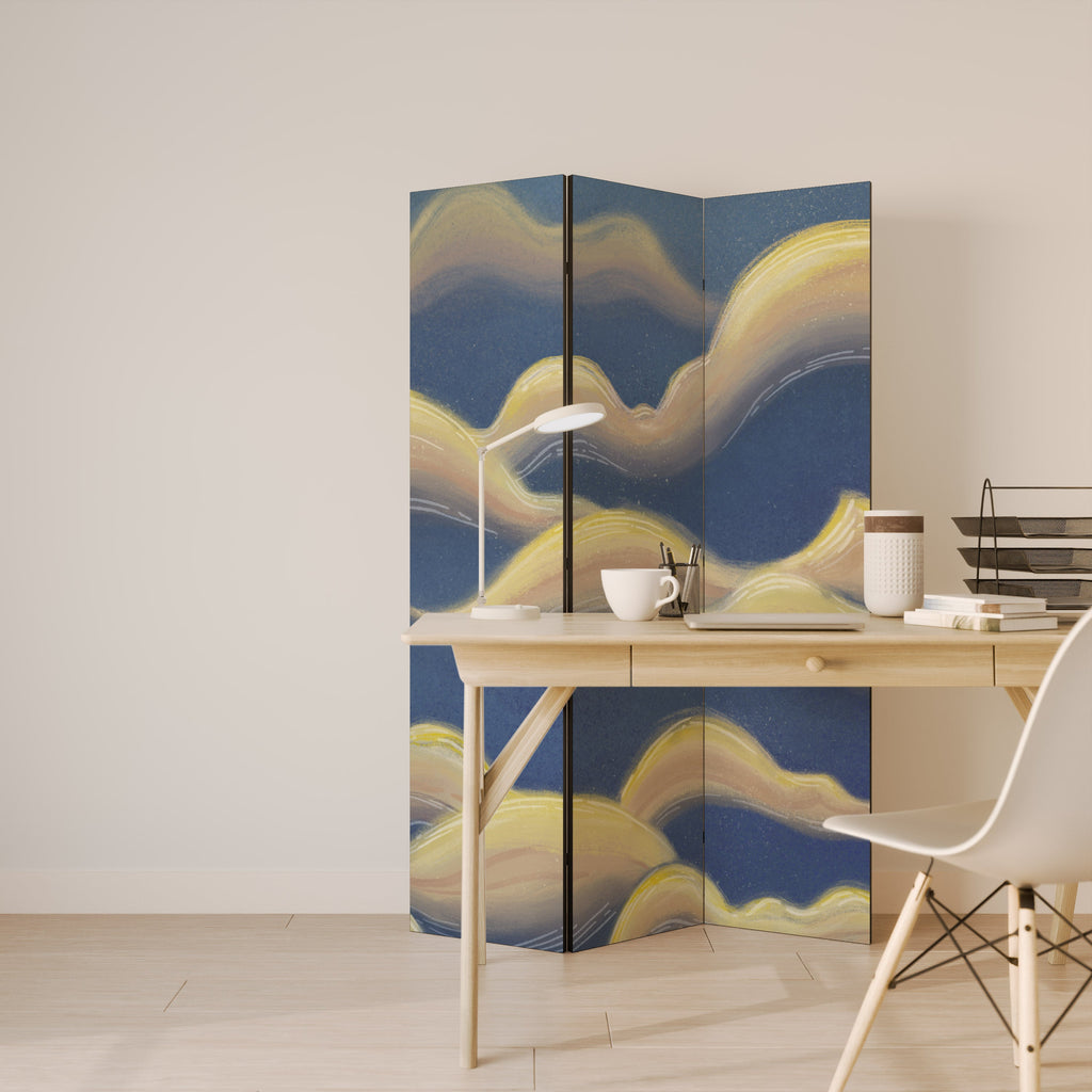 Dekorativ rumsavdelare med 3 paneler i CLOUD RUFFLE