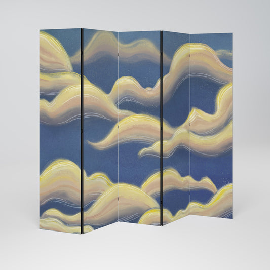 Dekorativ rumsavdelare med 5 paneler i CLOUD RUFFLE