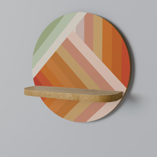 GRADIENT PICKS Round Art Shelf In Oak Effect