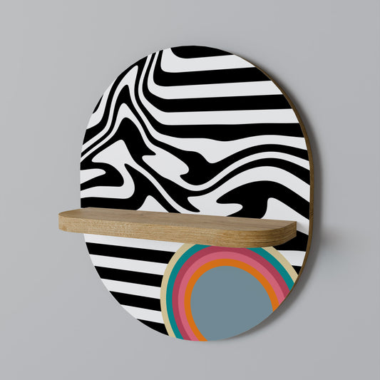 SPECTRA SHOWCASE Oval Art Shelf In Oak Effect