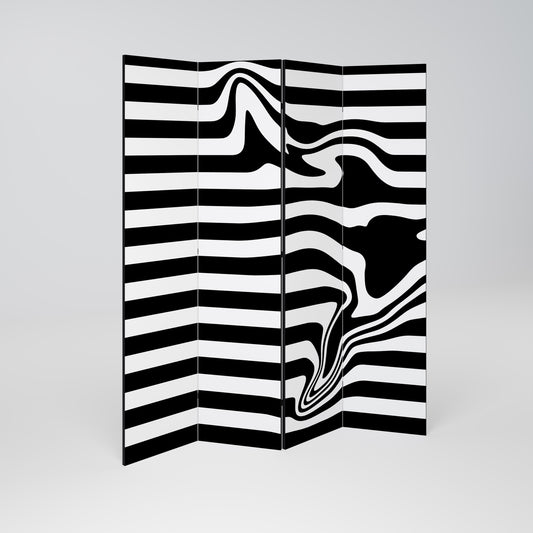 POLYLINE FUZZY Decorative 4-Panel Room Divider