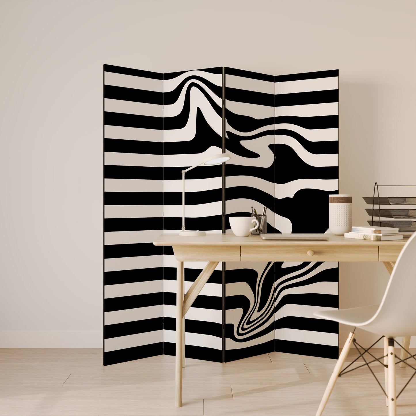 POLYLINE FUZZY Decorative 4-Panel Room Divider
