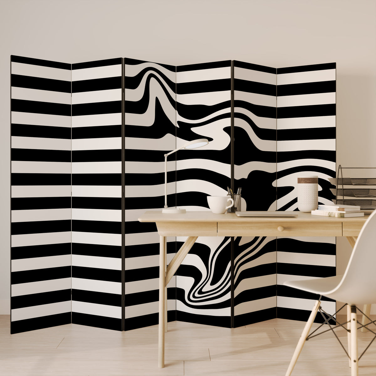 POLYLINE FUZZY 6-Panel Room Divider