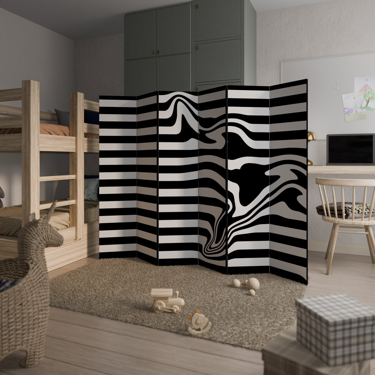 POLYLINE FUZZY 6-Panel Room Divider