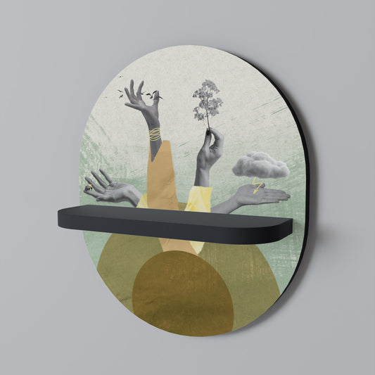 EARTH ELEMENTS Oval konsthylla i svart finish