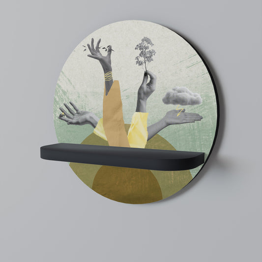 EARTH ELEMENTS Rund konsthylla i svart finish