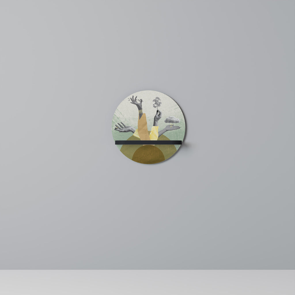 EARTH ELEMENTS Rund konsthylla i svart finish