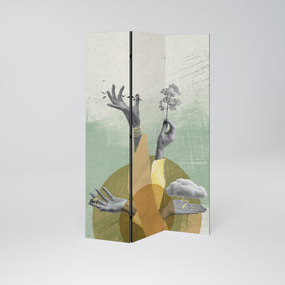 Dekorativ rumsavdelare med 3 paneler EARTH ELEMENTS