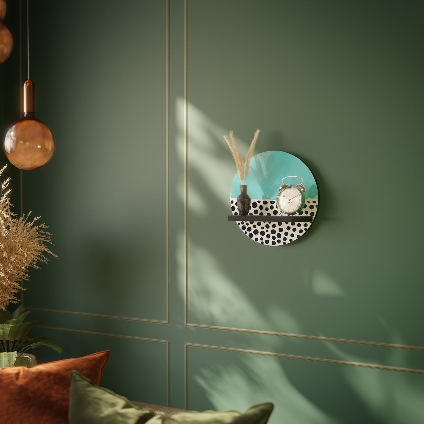 AZURE TREASURE Rund konsthylla i svart finish