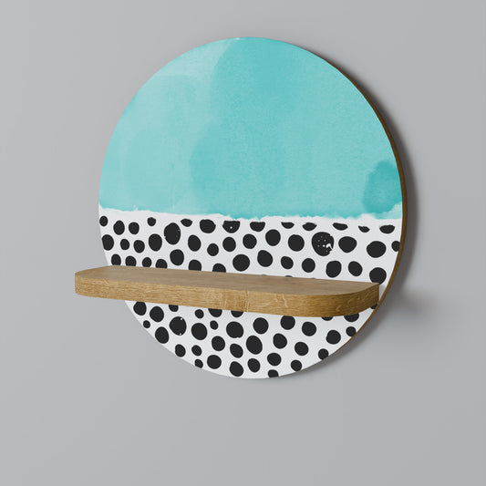 AZURE TREASURE Round Art Shelf In Oak Effect
