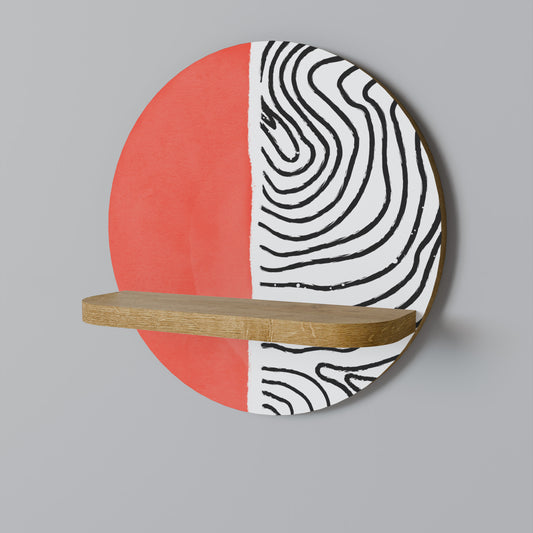 ORANGEY TREASURE Round Art Shelf In Oak Effect