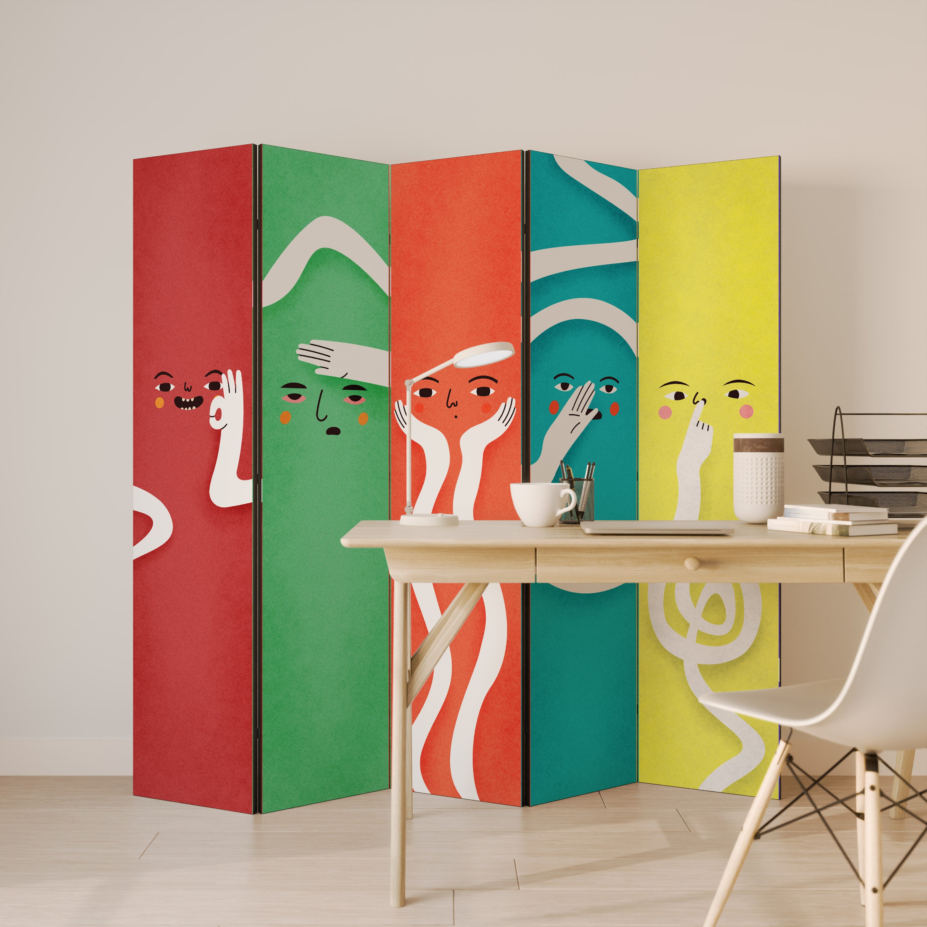 LIVELY FEATURES Dekorativ rumsavdelare – 5 paneler