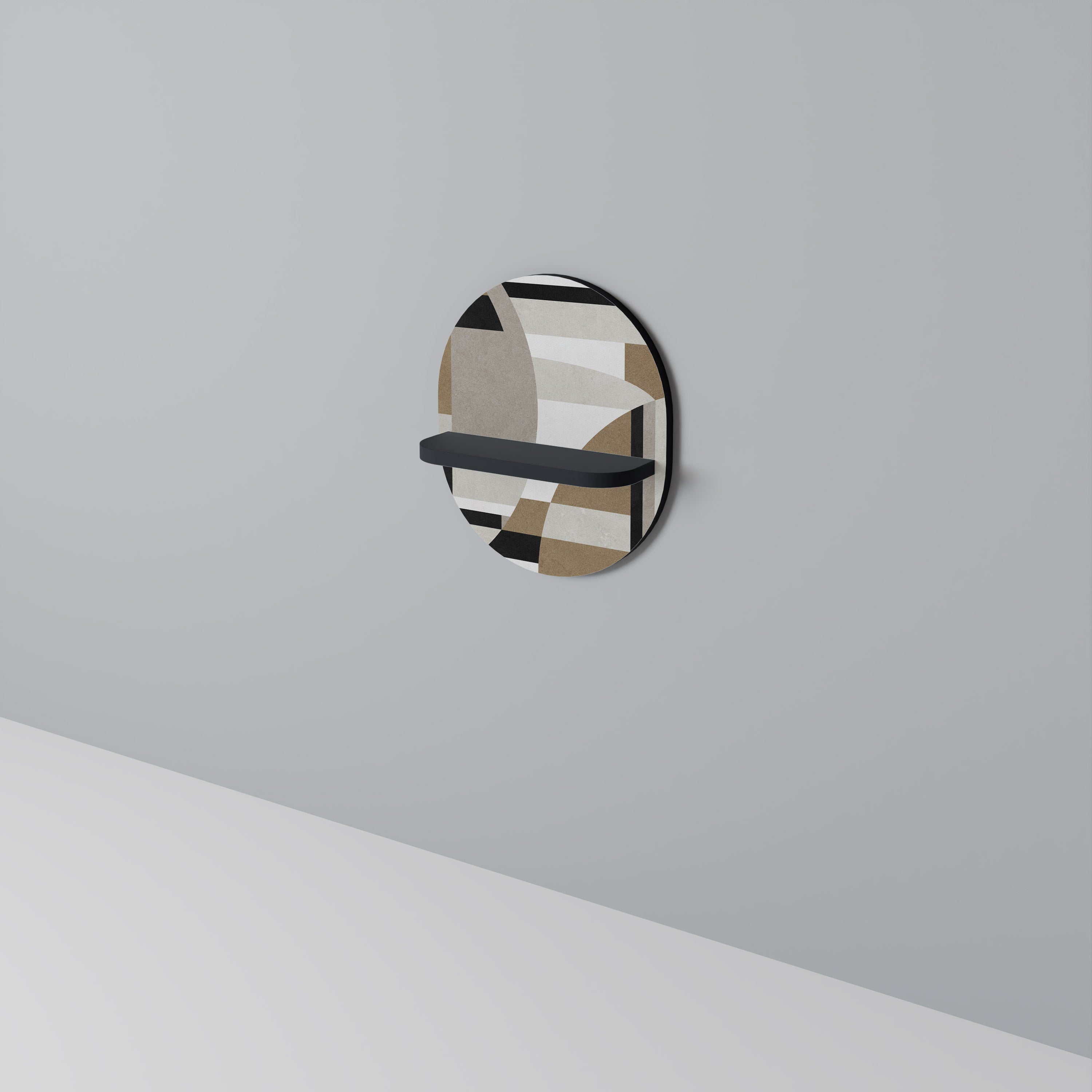 DELIKATE MEMENTO Oval konsthylla i svart finish