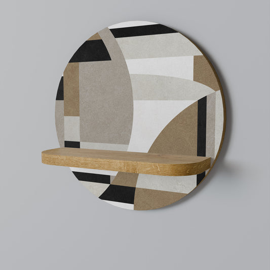 DELICATE MEMENTO Round Art Shelf In Oak Effect