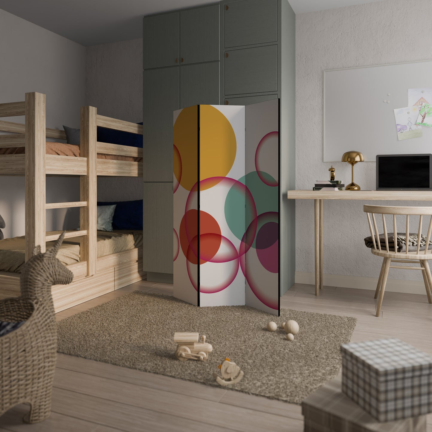 BUBBLE WISH 3-Panel Room Divider