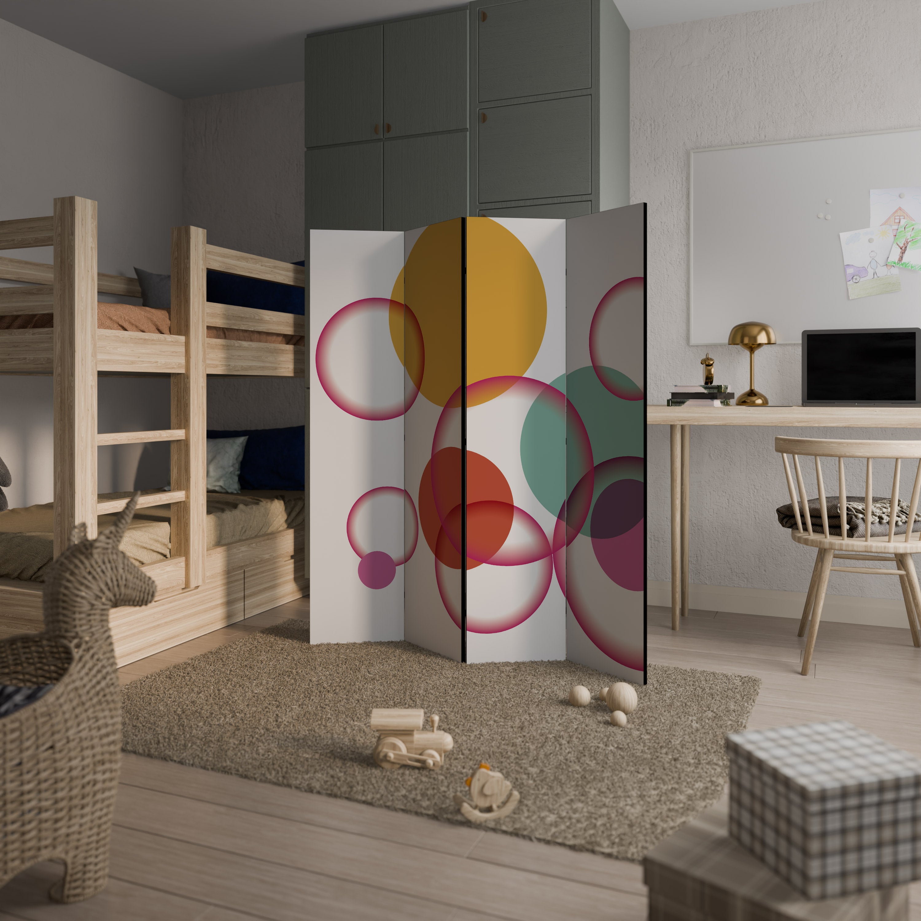 BUBBLE WISH Dekorativ rumsavdelare med 4 paneler