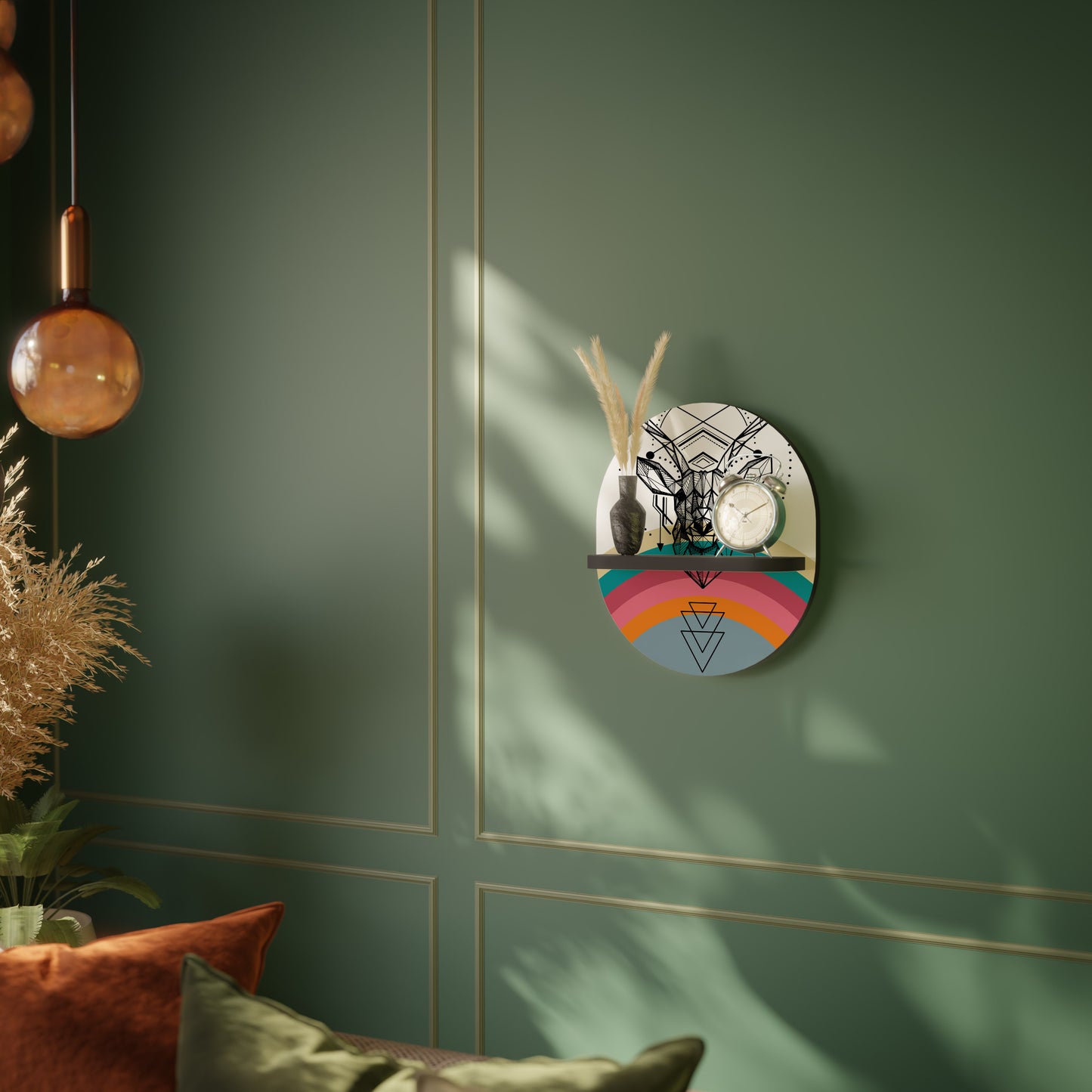 DEER OF COLOR Oval konsthylla i svart finish