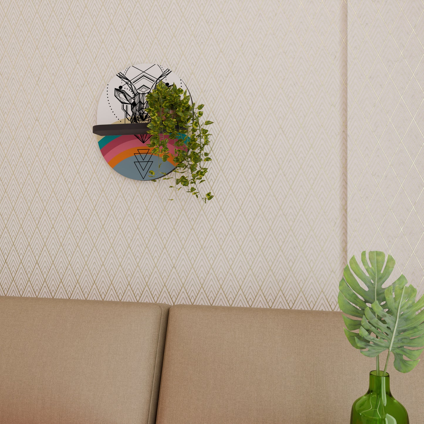 DEER OF COLOR Oval konsthylla i svart finish