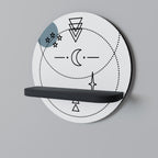 HIMLAKROPP Rund konsthylla i svart finish